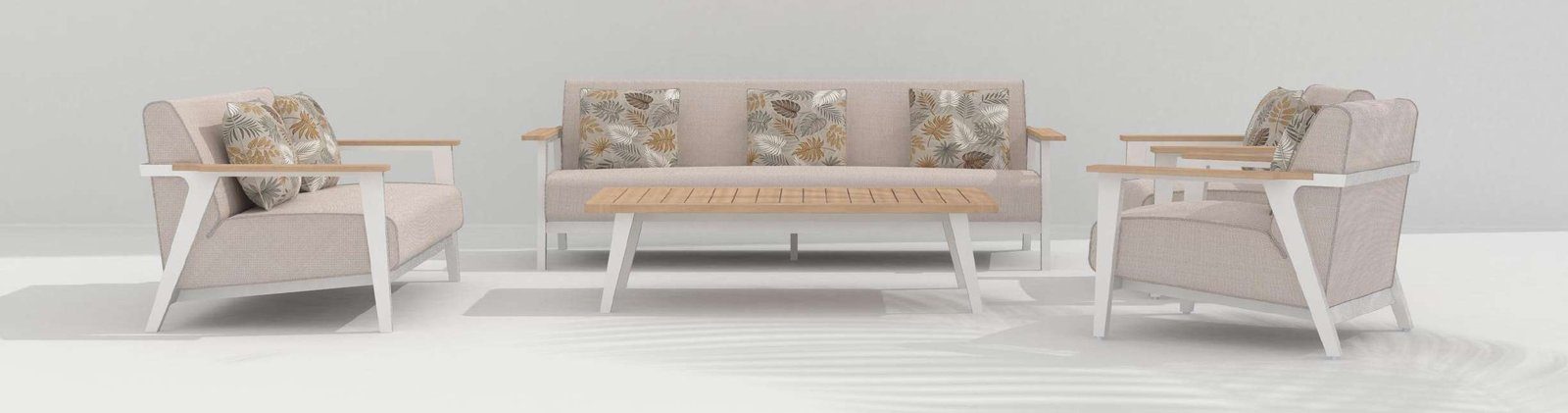 Outdoor Aluminum &amp; Teak Dining Set